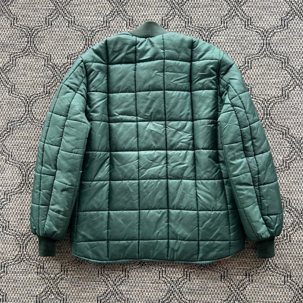 Vintage Nikaldi Jacket Mens M Green Orange Reversible Quilted Hunting Workwear - Picture 3 of 10